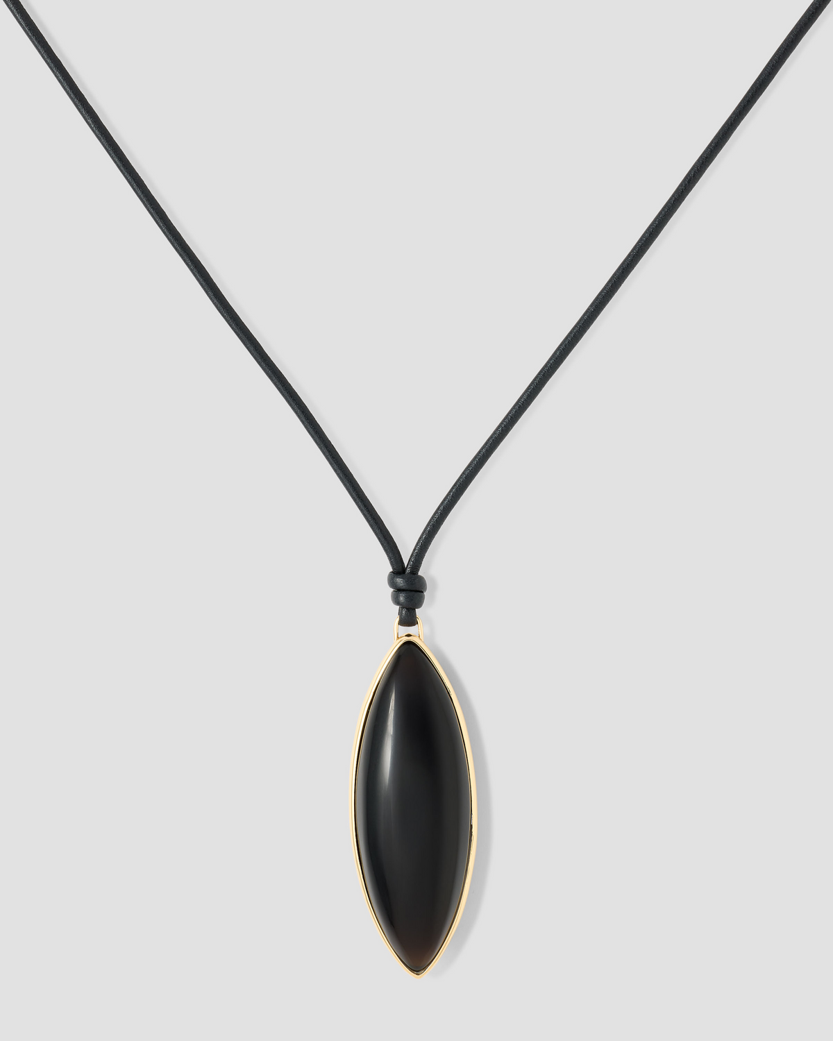 Semi-Precious Dagger Leather Cord Necklace necklace - front view | women's gold necklace