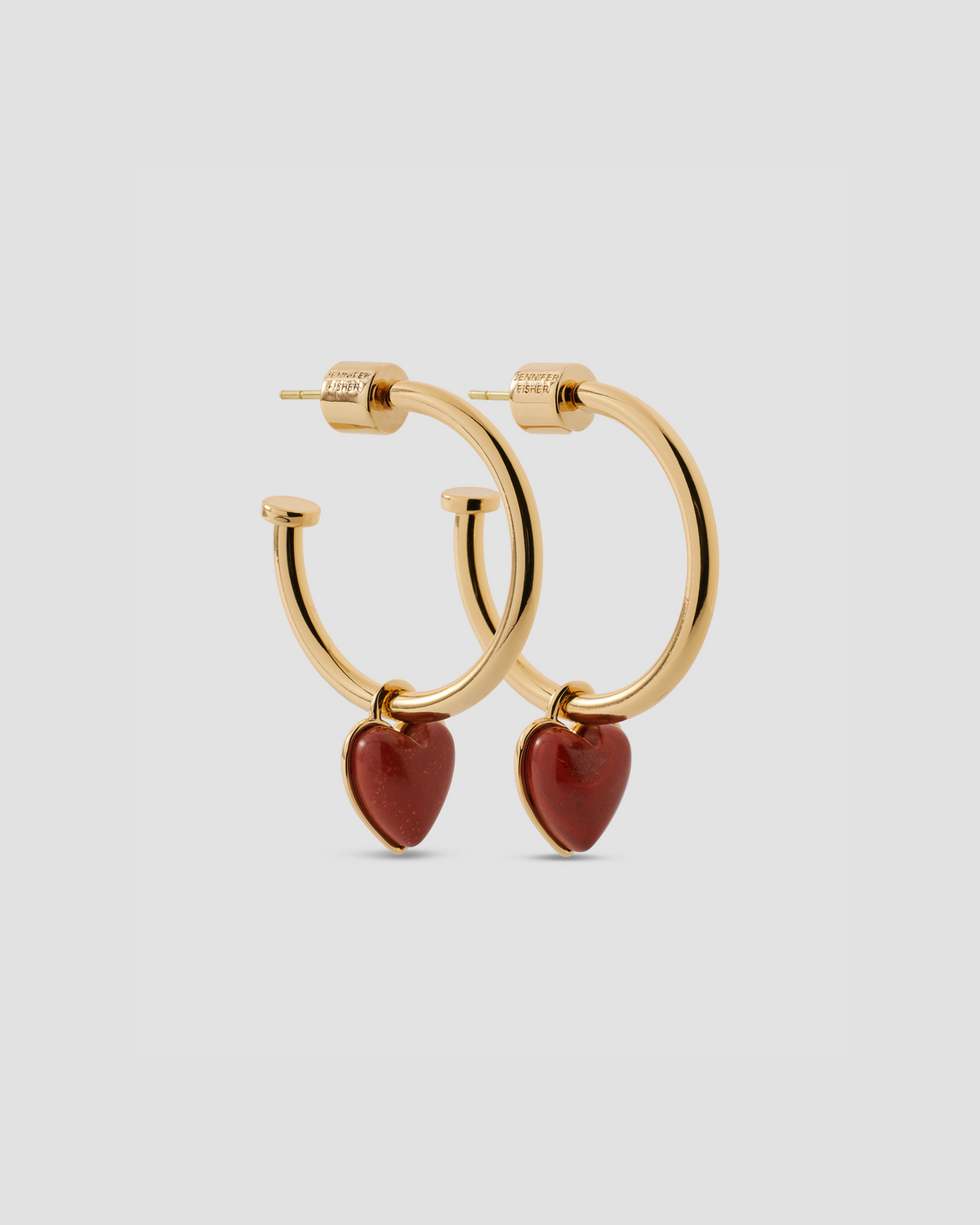 健康アクセサリー hugunz HearT II Semi-Precious Convertible Heart Huggies | Gold Huggie Earrings