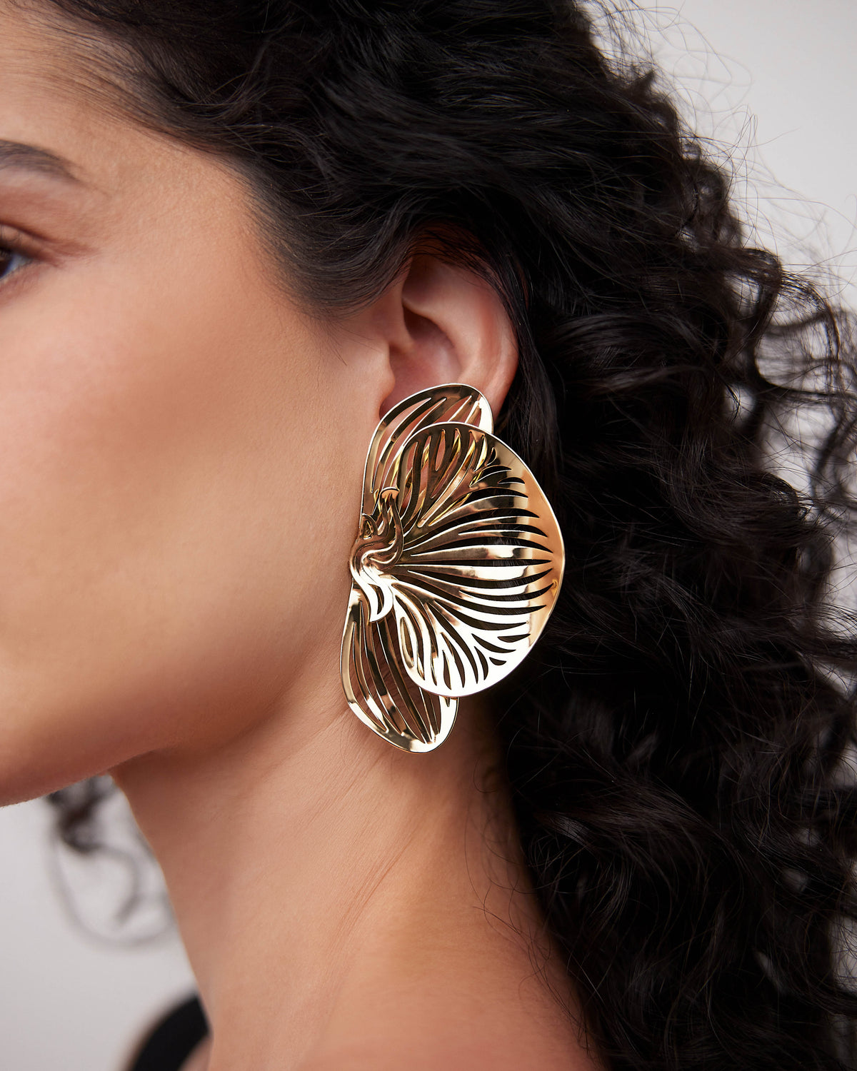 Orchid Earrings earring - alternate angle | 18k gold earrings