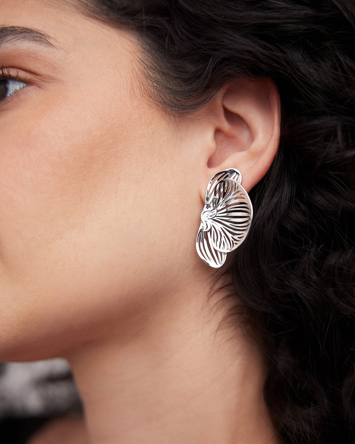 Small Orchid Earrings earring - worn look | womens gold earrings