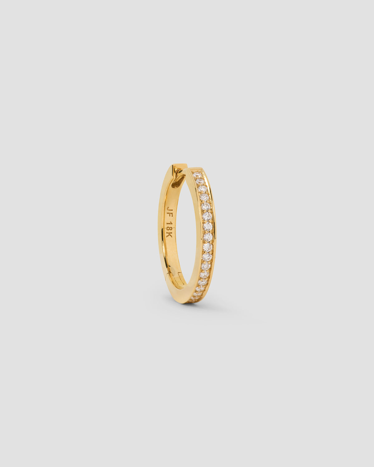 18k Huggie with Pavé Diamonds 18K gold earring - styled on model | diamond huggie earrings