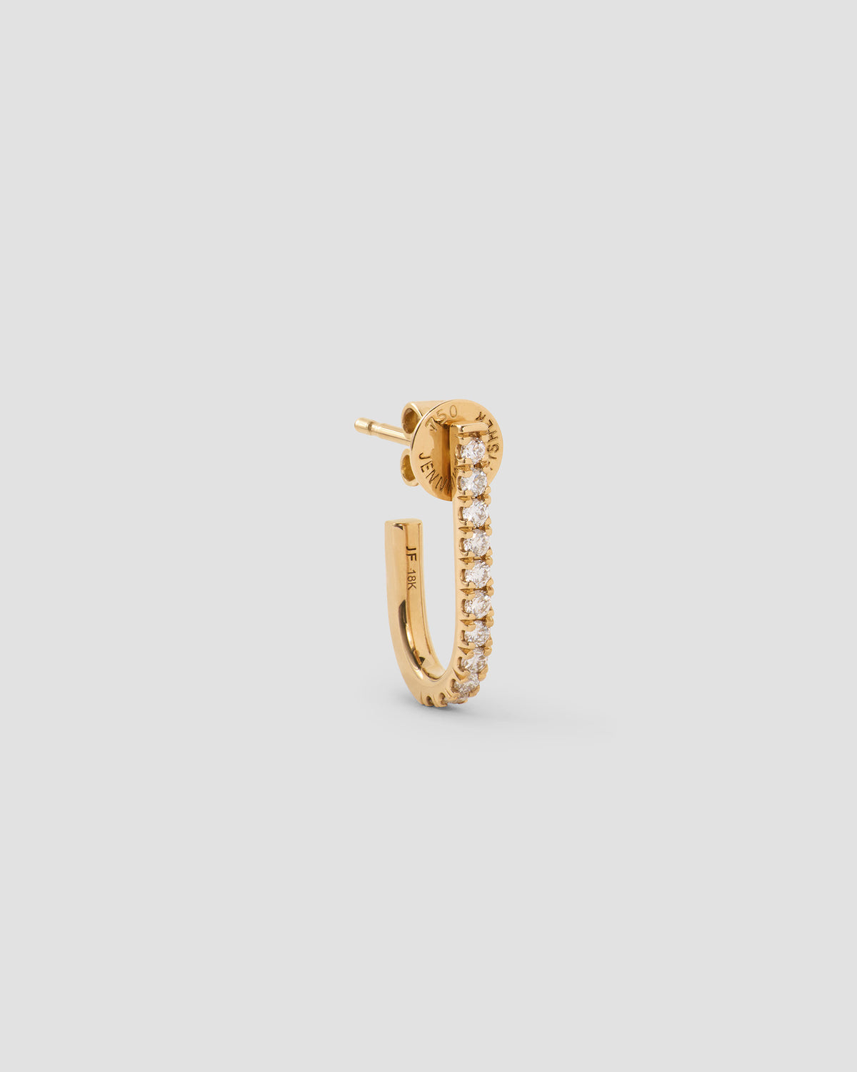 Medium Pavé Diamond Level Earring in 18K Yellow gold earring - alternate angle | diamond huggie earrings