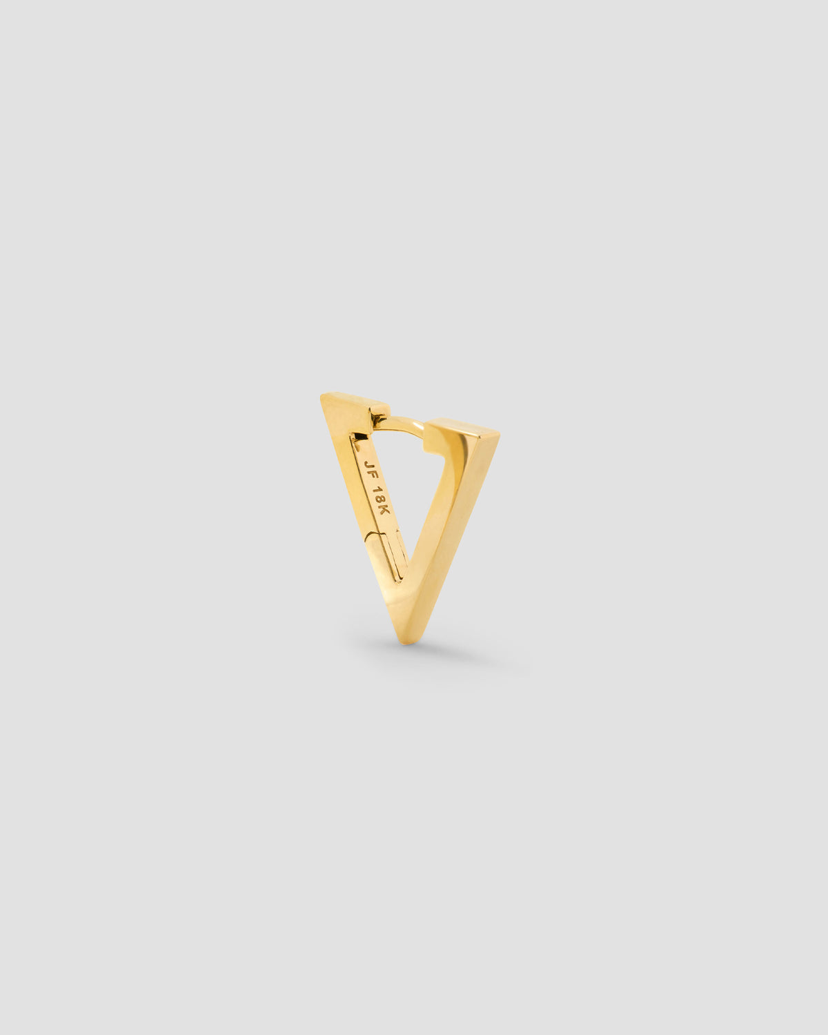 18k Triangle Huggie earring - styled on model | gold huggie earrings