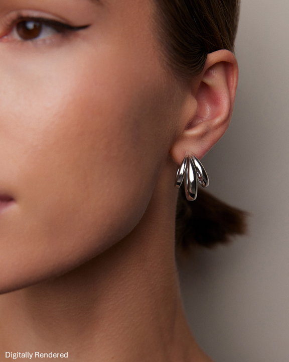 Triple Lilly Huggies earring - back view | gold huggie earrings