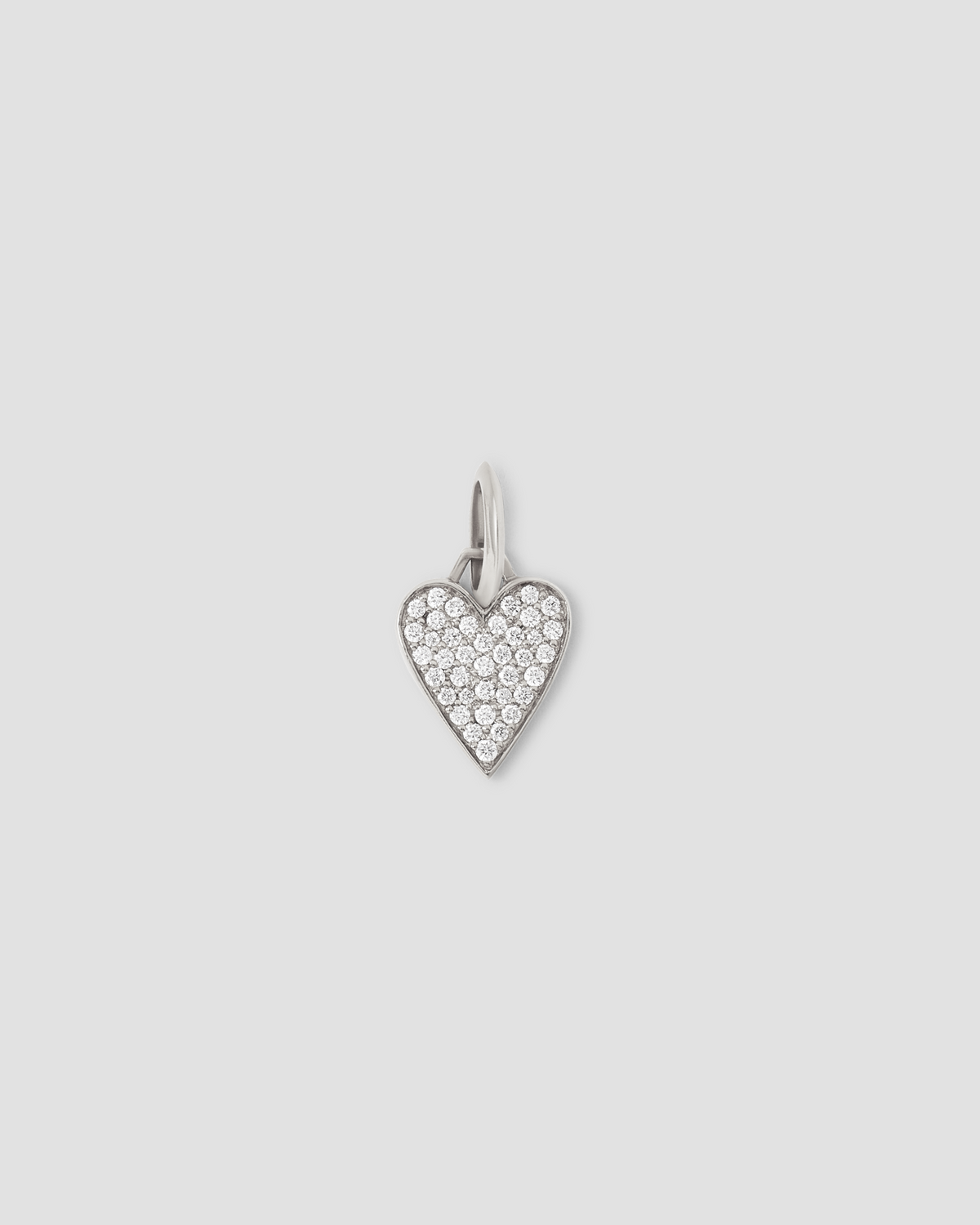 Small Heart with Pavé White Diamonds gold charm - styled on model | necklace with charms