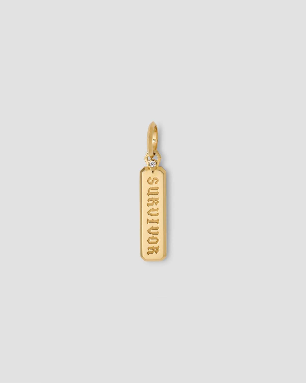 Large Manifest Dog Tag in 18K Yellow gold charm - front view | necklace with charms