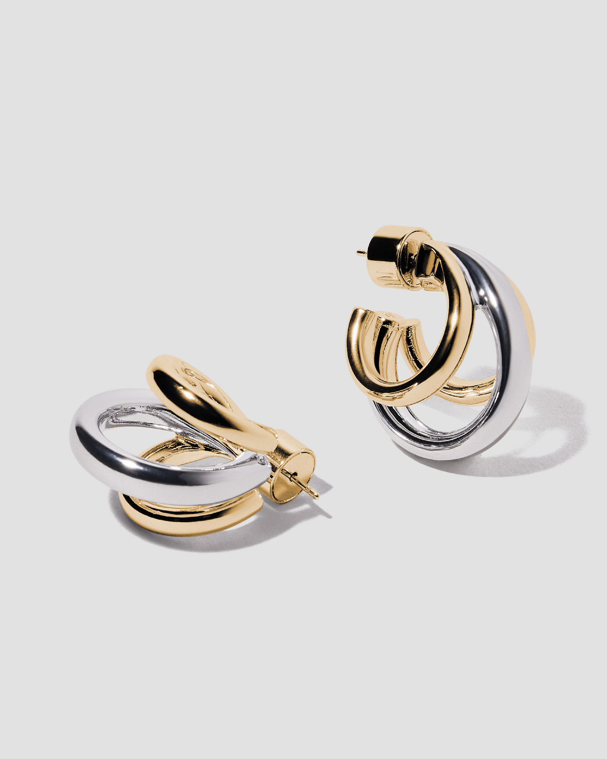 Triple Lilly Huggies earring - front view | gold huggie earrings