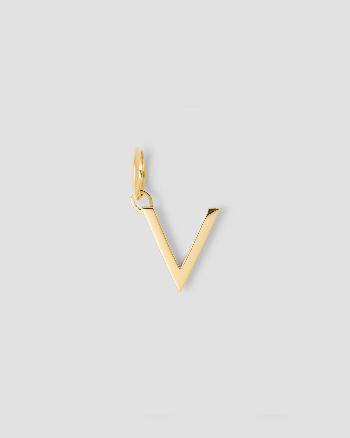 Minimal Block Letter Charm in 14K Yellow gold charm - side view | custom charm necklace