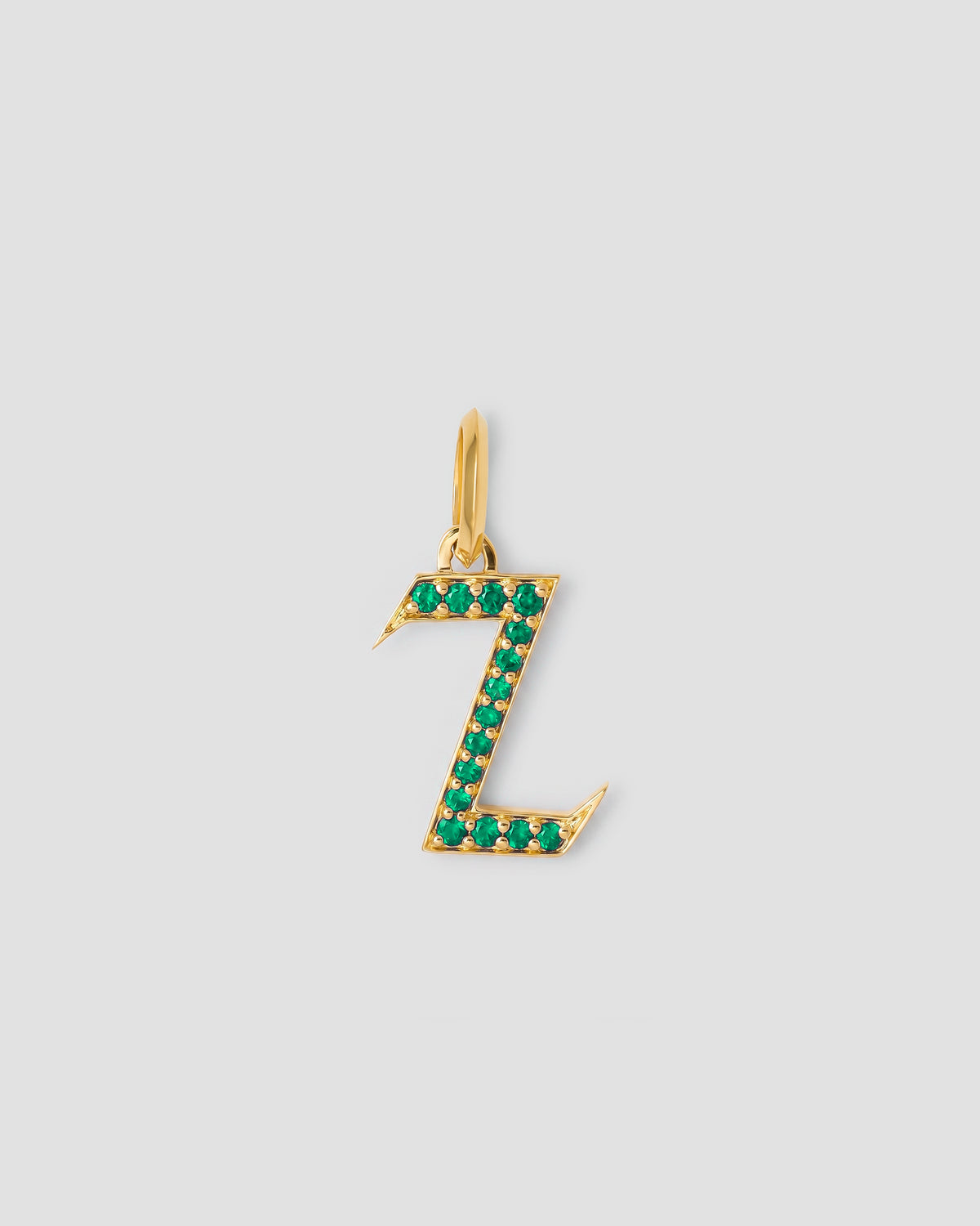 Capital Gothic Letter Charm with Pavé Gemstones