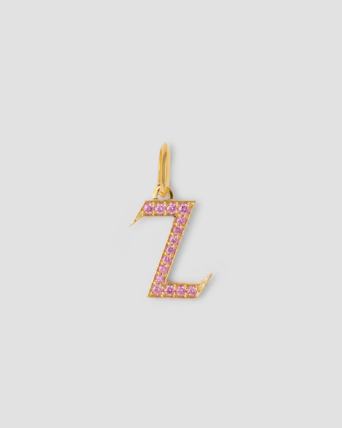 Capital Gothic Letter Charm with Pavé Gemstones