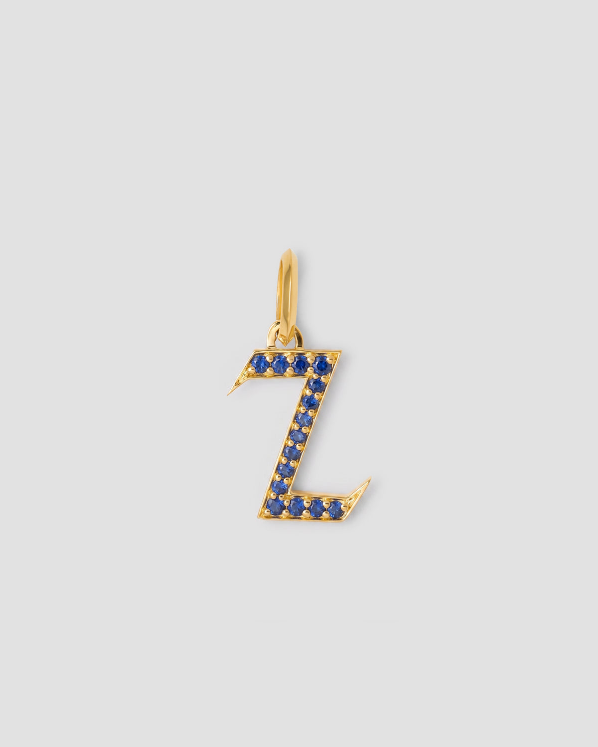 Capital Gothic Letter Charm with Pavé Gemstones