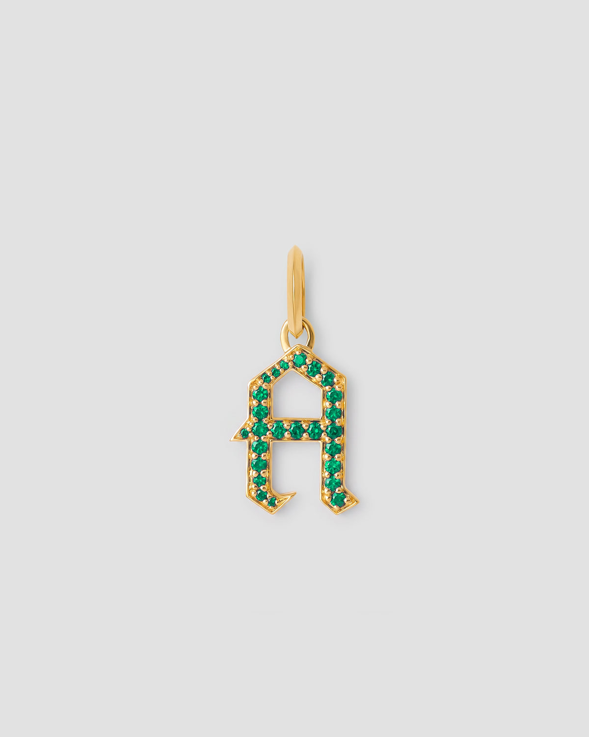 Capital Gothic Letter Charm with Pavé Gemstones