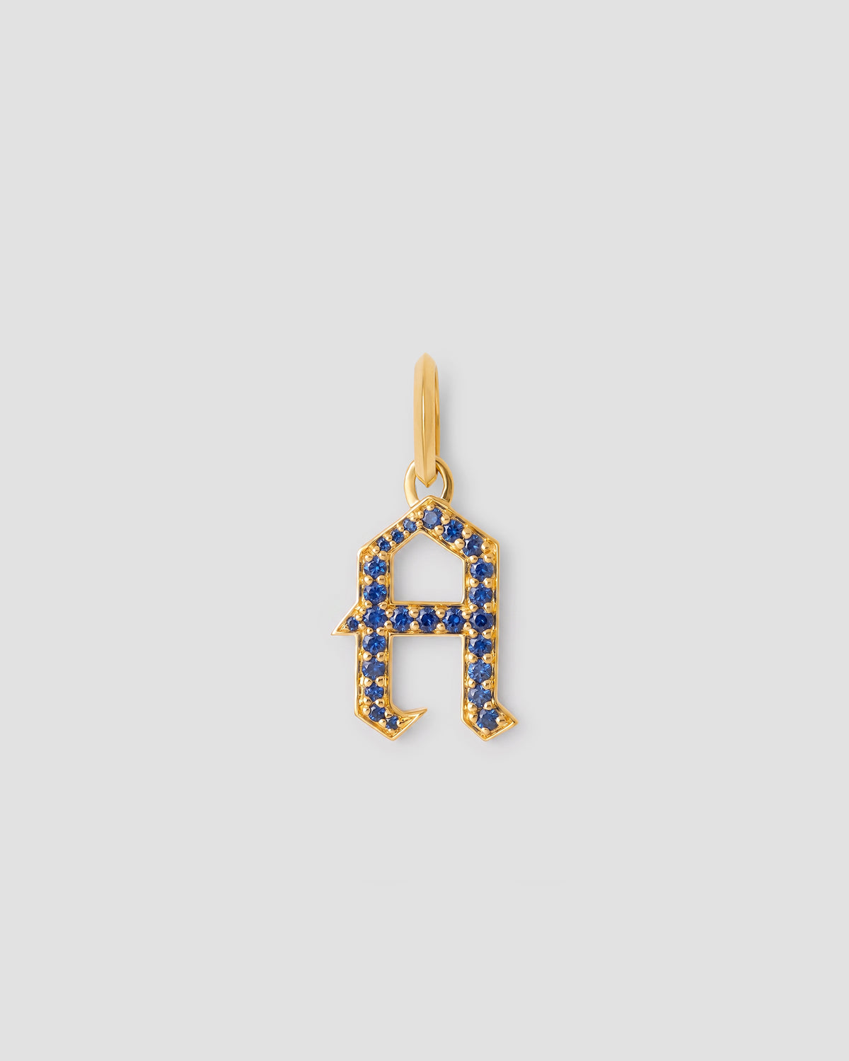 Capital Gothic Letter Charm with Pavé Gemstones