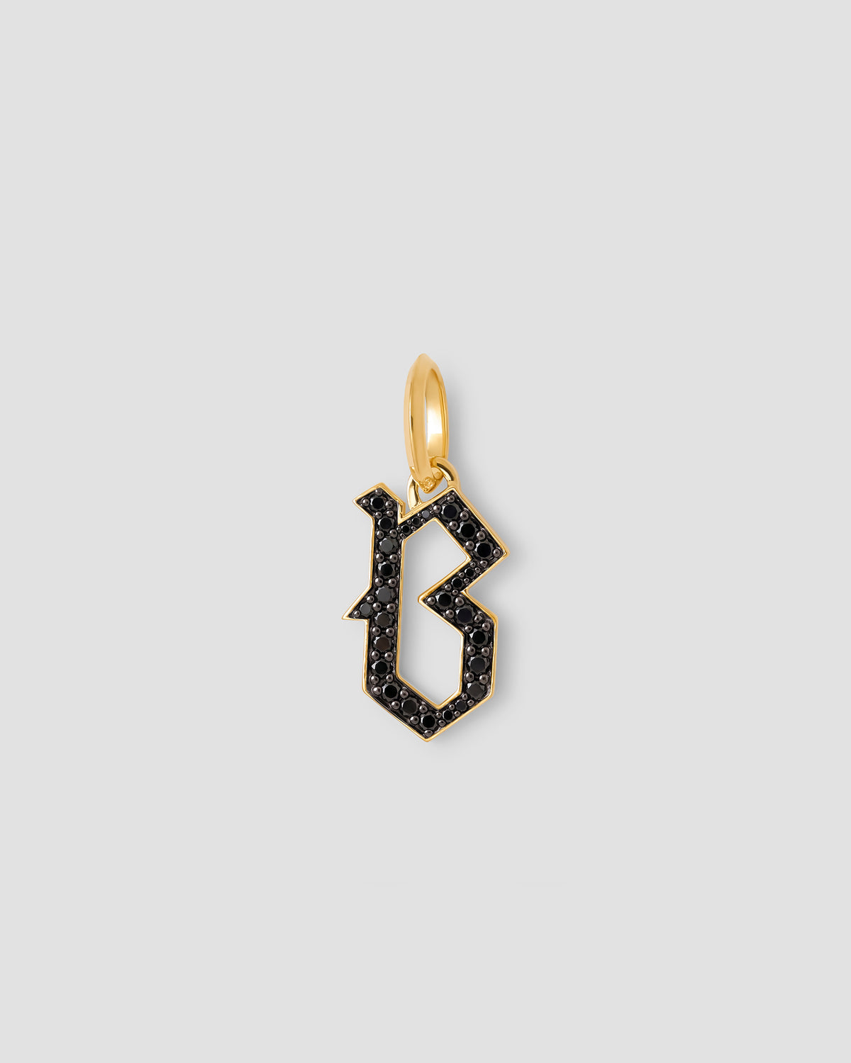 Capital Gothic Letter Charm with Pavé Black Diamonds