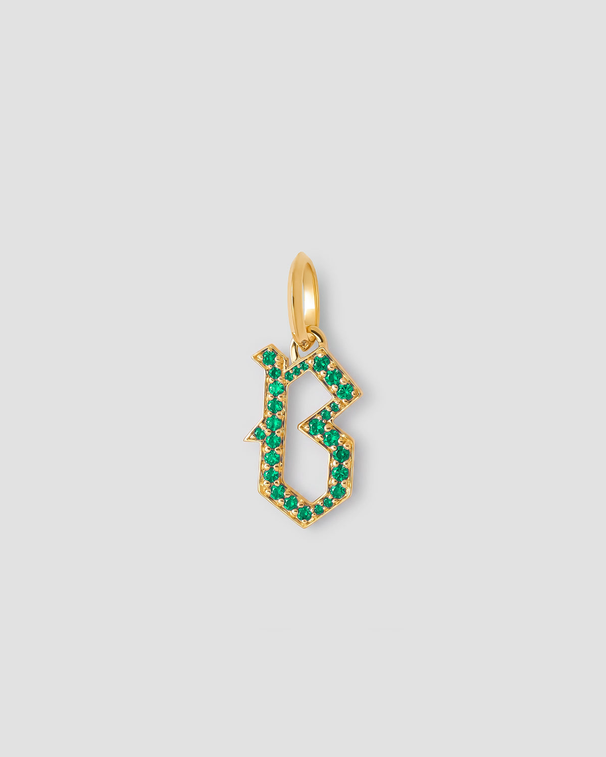 Capital Gothic Letter Charm with Pavé Gemstones