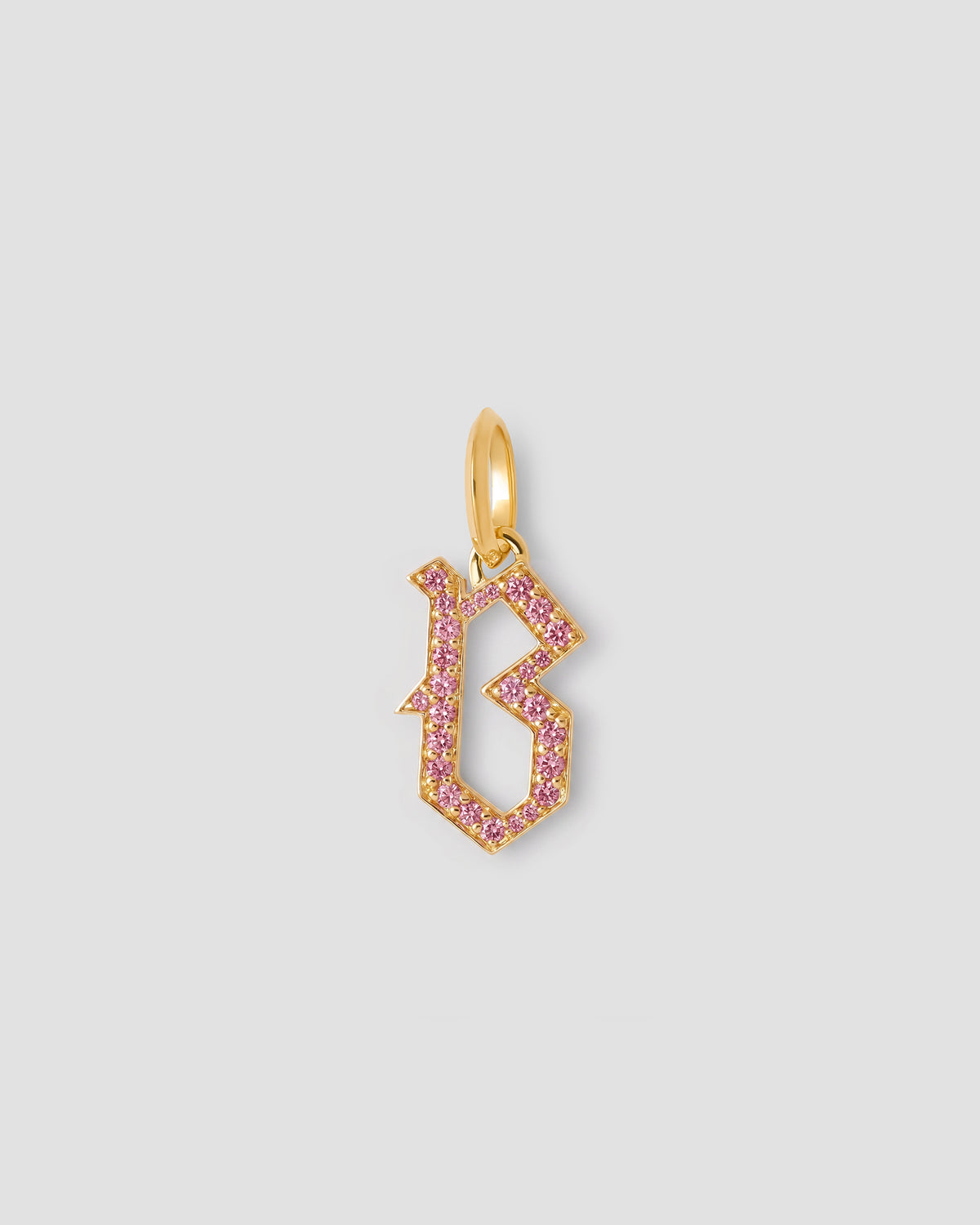 Capital Gothic Letter Charm with Pavé Gemstones