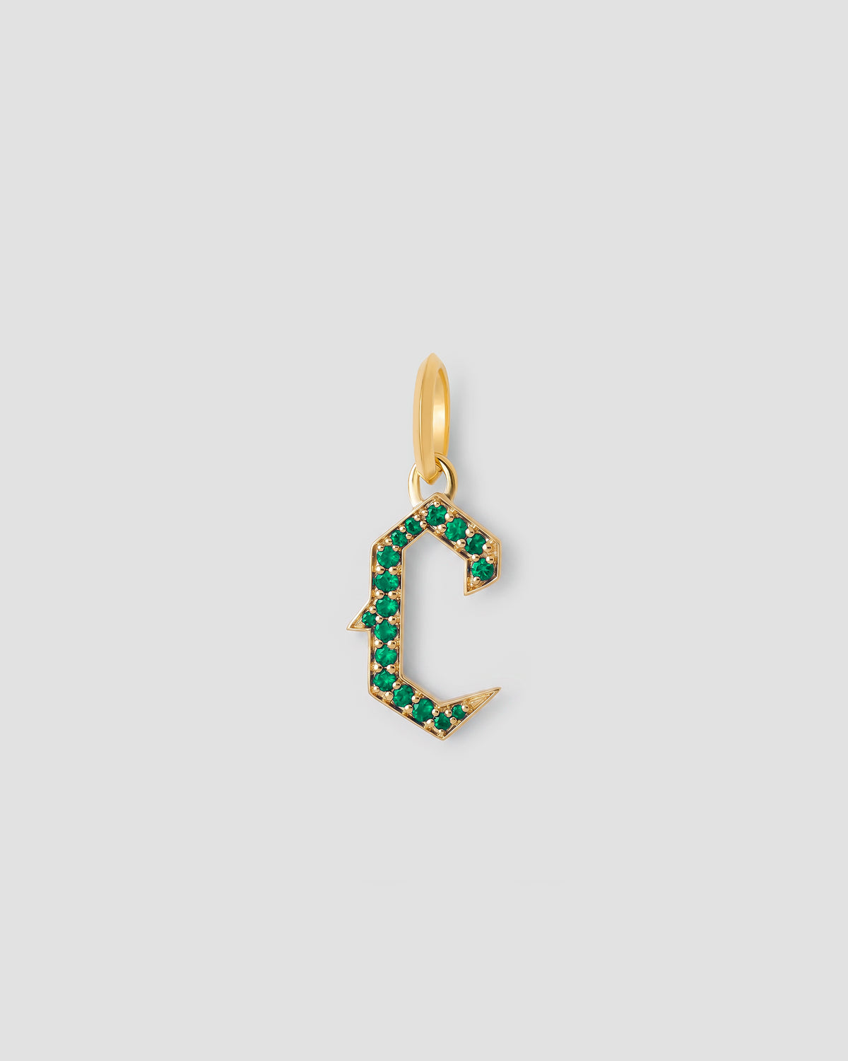 Capital Gothic Letter Charm with Pavé Gemstones