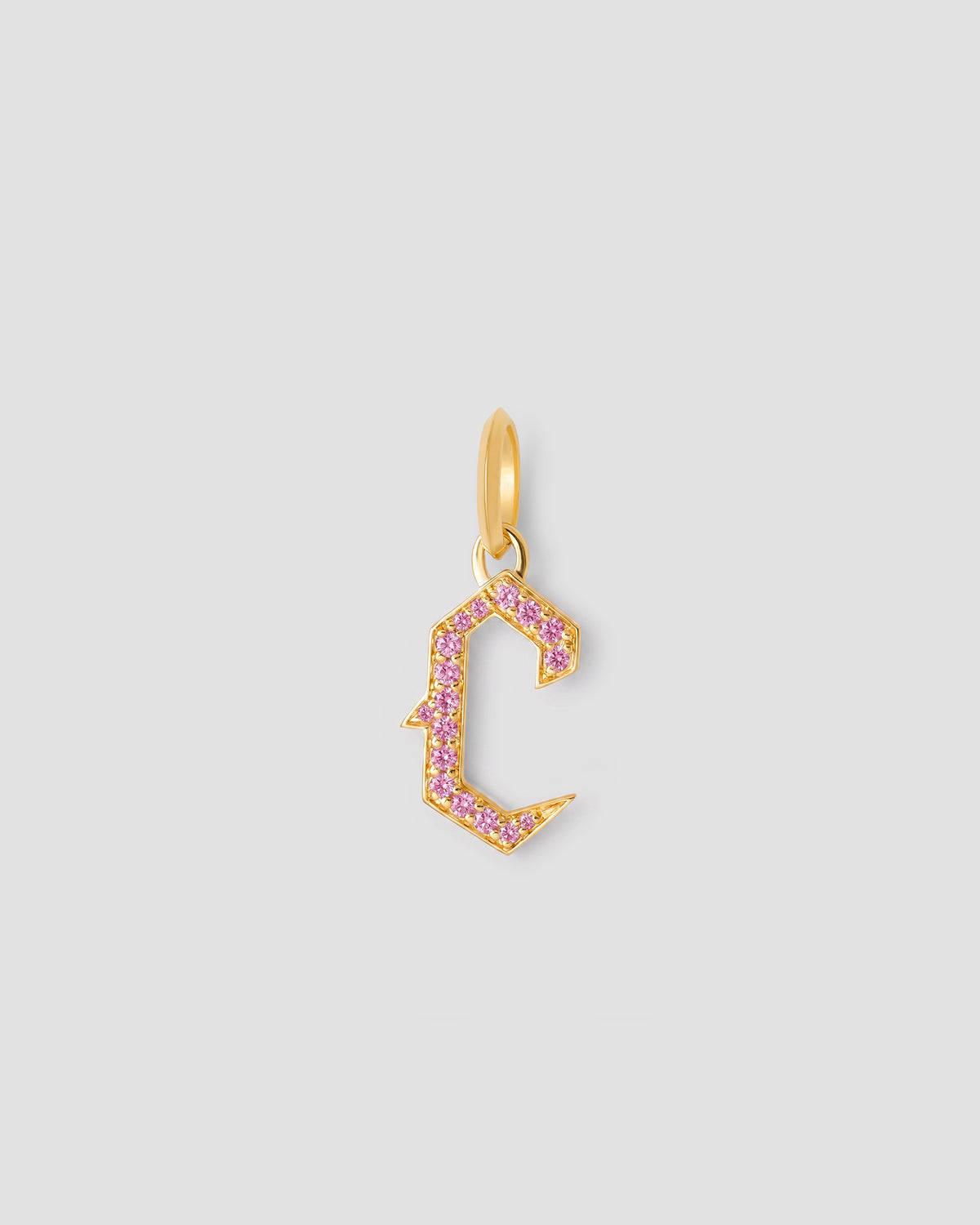 Capital Gothic Letter Charm with Pavé Gemstones