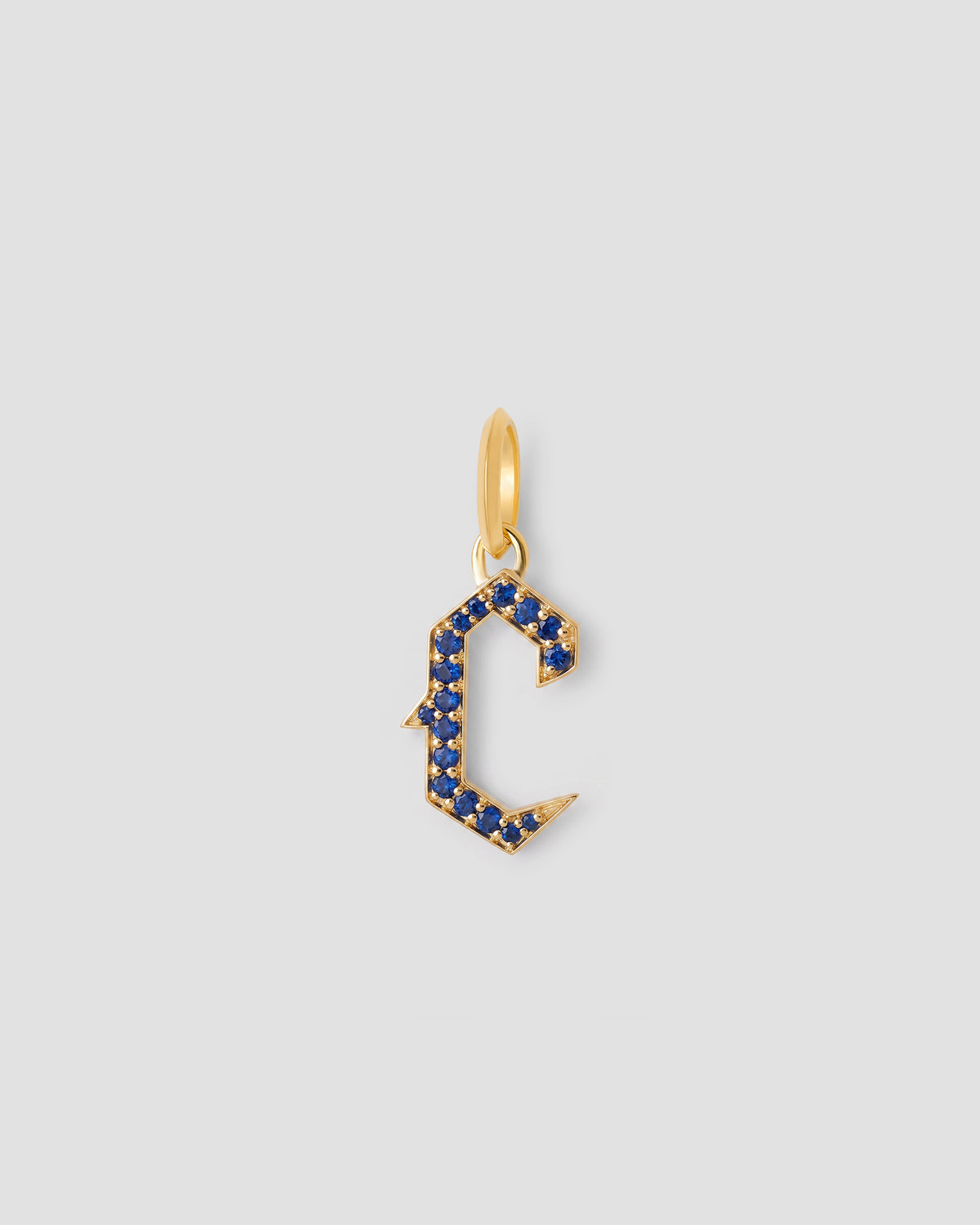 Capital Gothic Letter Charm with Pavé Gemstones