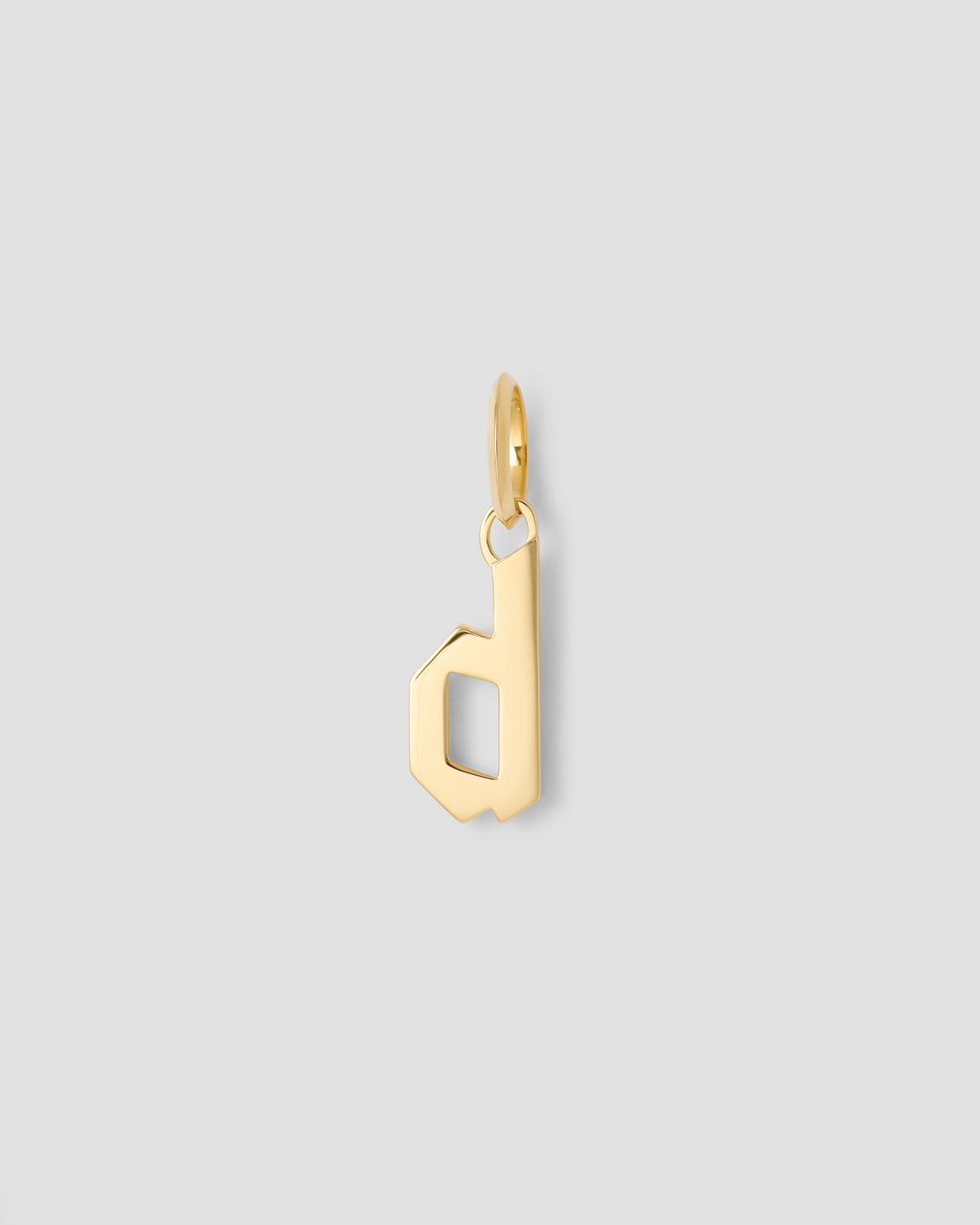 Lower Case Gothic Letter Charm in 14K Yellow Gold 14K gold charm - close-up detail | charm necklaces