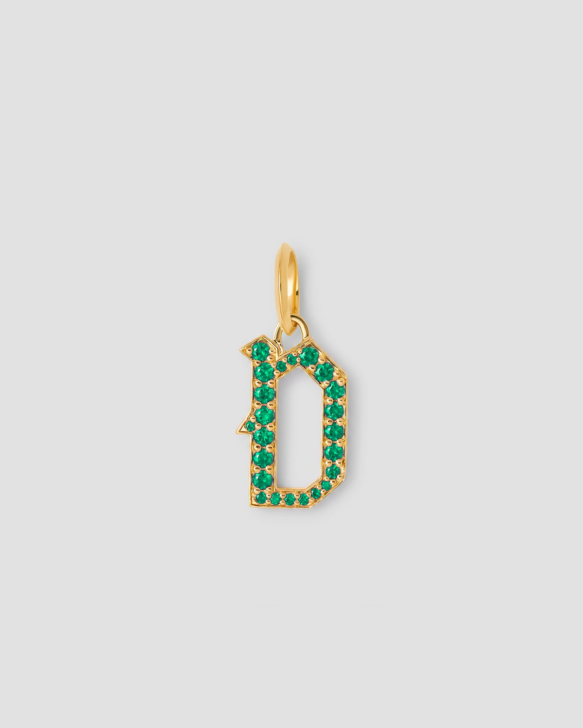 Capital Gothic Letter Charm with Pavé Gemstones