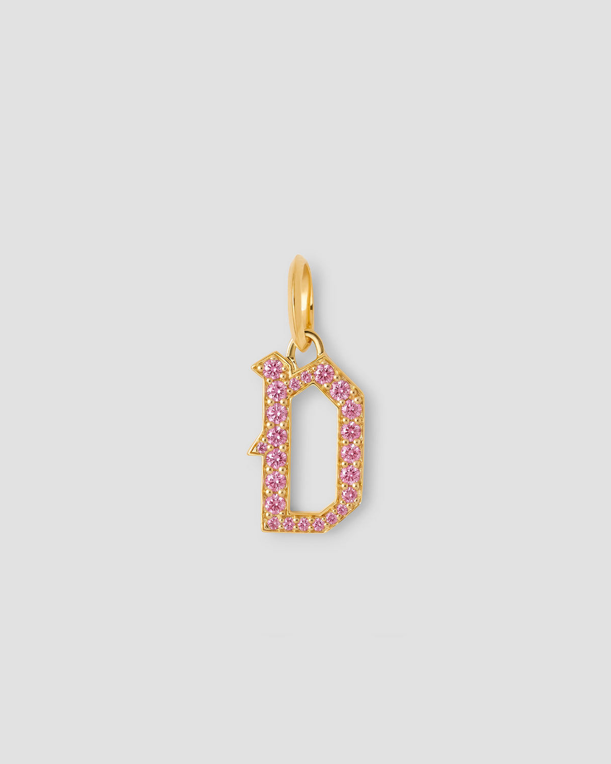 Capital Gothic Letter Charm with Pavé Gemstones