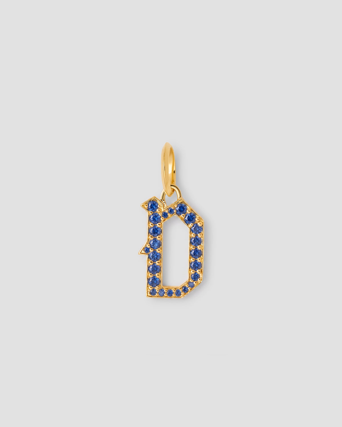 Capital Gothic Letter Charm with Pavé Gemstones
