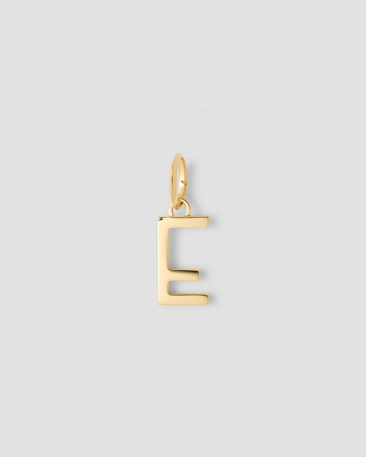 Minimal Block Letter Charm in 14K Yellow gold charm - close-up detail | custom charm necklace