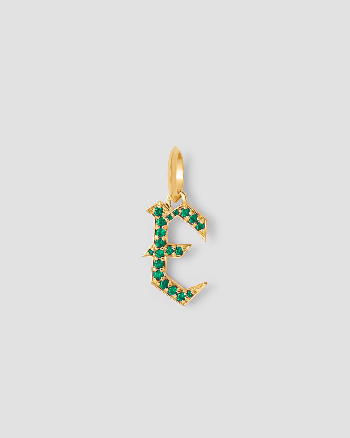 Capital Gothic Letter Charm with Pavé Gemstones