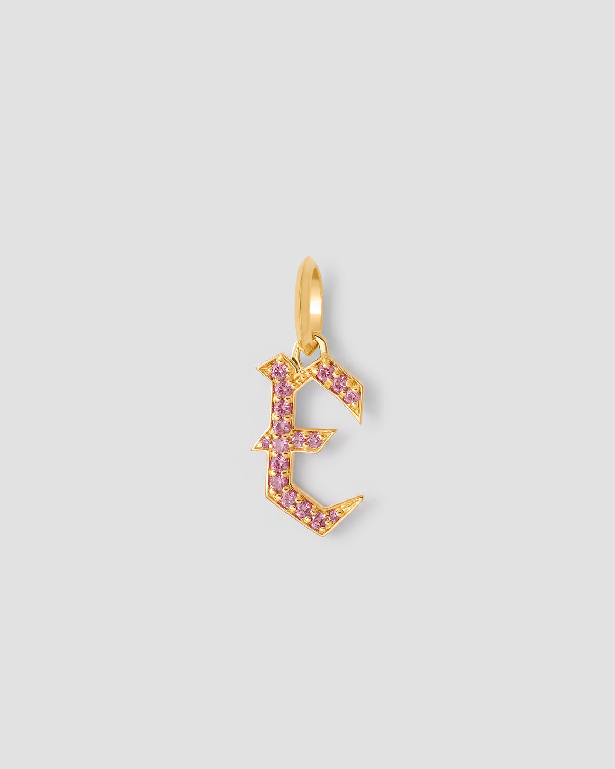 Capital Gothic Letter Charm with Pavé Gemstones