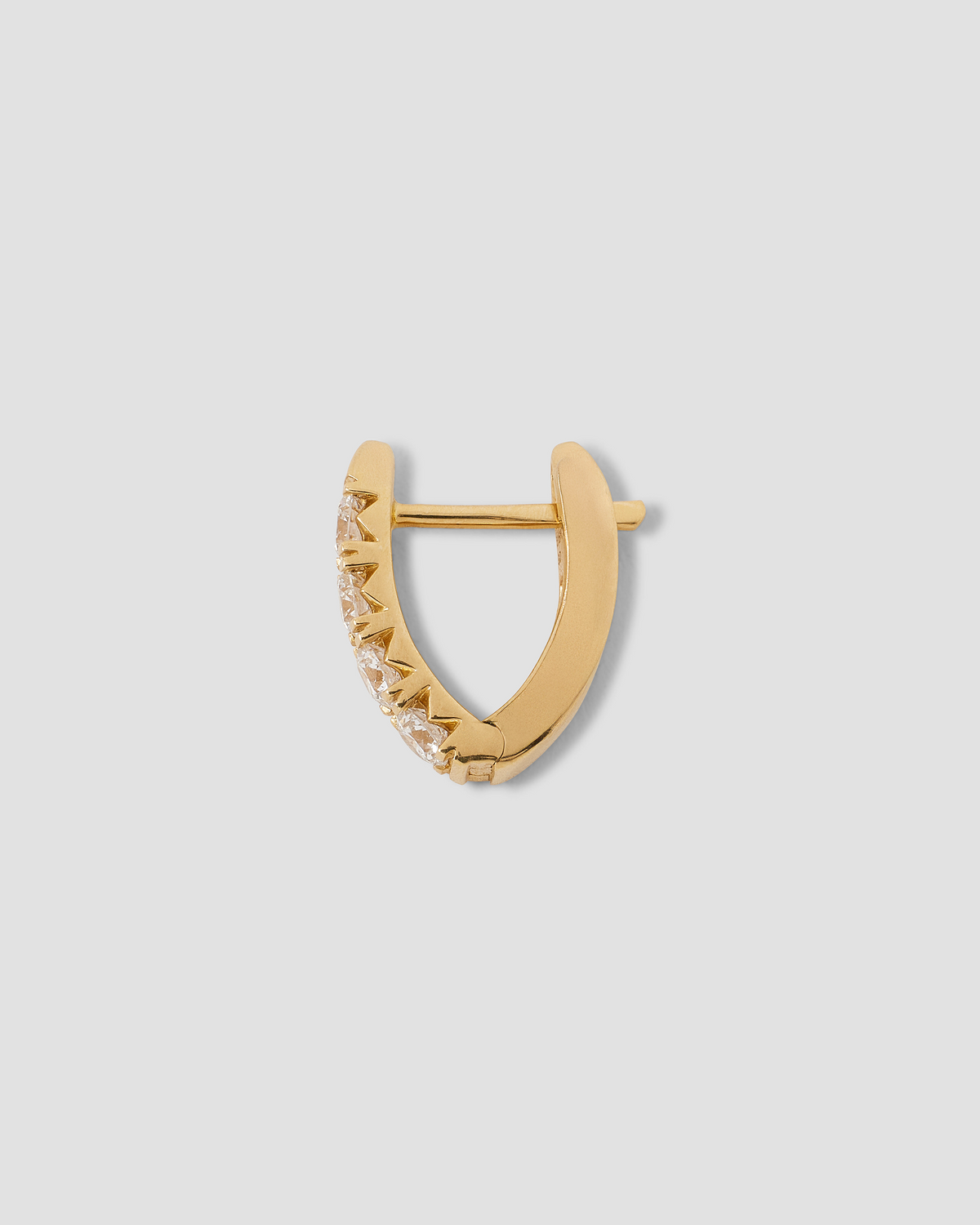 Lab Diamond Round Cut Huggie gold earring - alternate angle | lab grown diamond earrings