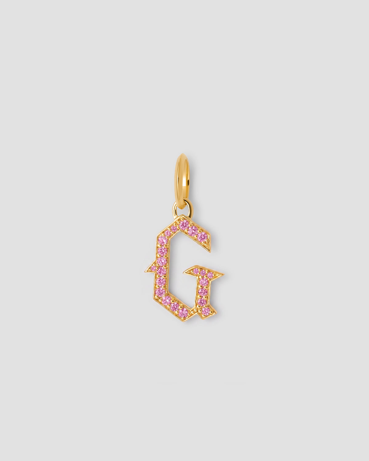 Capital Gothic Letter Charm with Pavé Gemstones