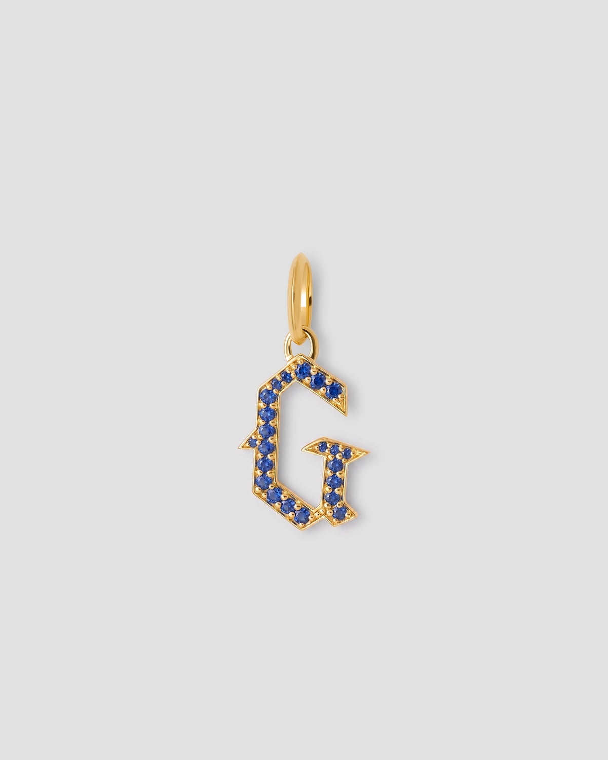 Capital Gothic Letter Charm with Pavé Gemstones
