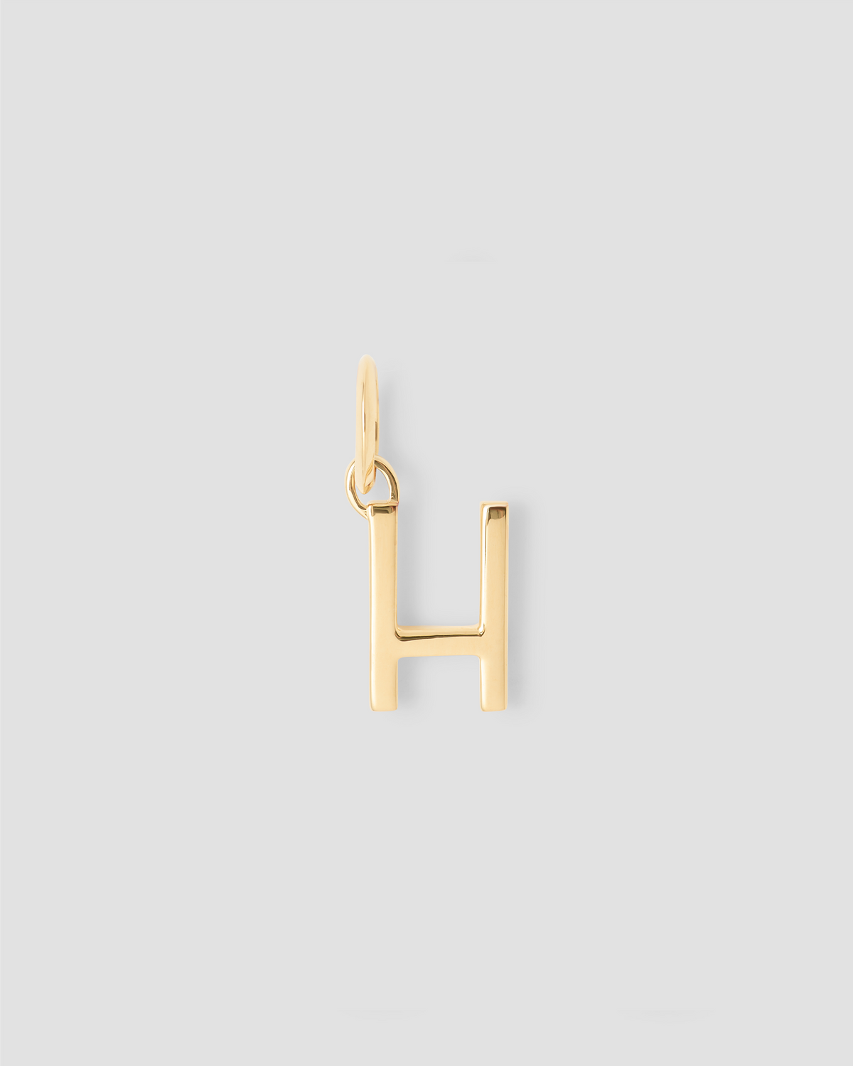 Minimal Block Letter Charm in 14K Yellow gold charm - worn look | custom charm necklace