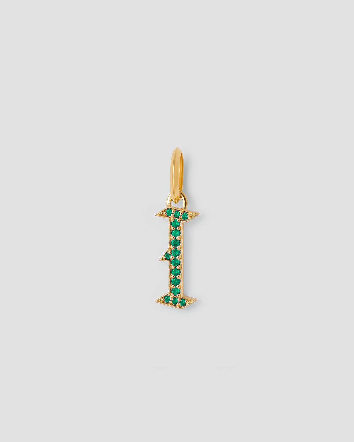 Capital Gothic Letter Charm with Pavé Gemstones