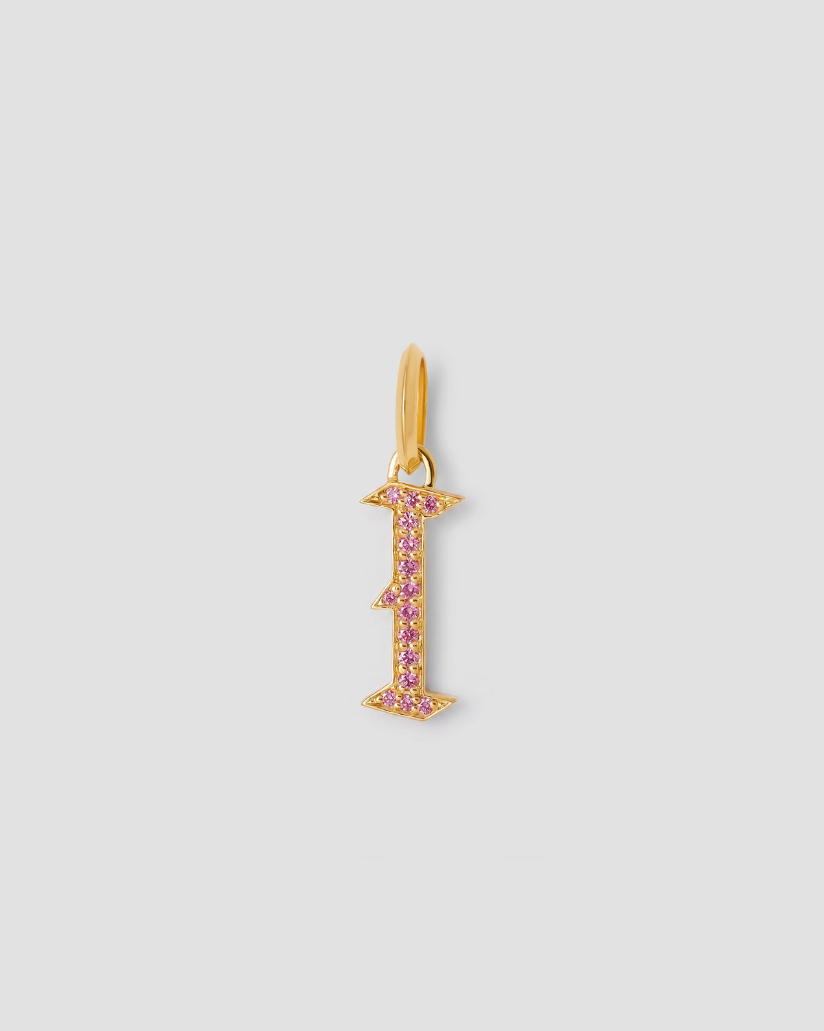 Capital Gothic Letter Charm with Pavé Gemstones