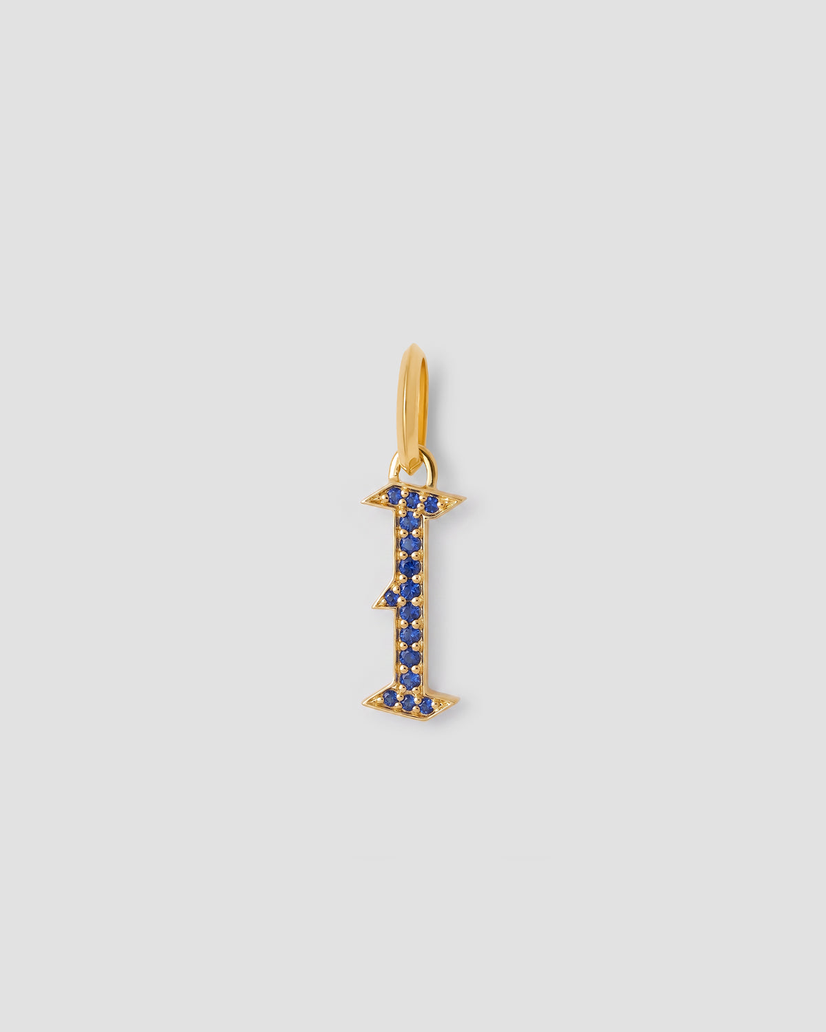 Capital Gothic Letter Charm with Pavé Gemstones