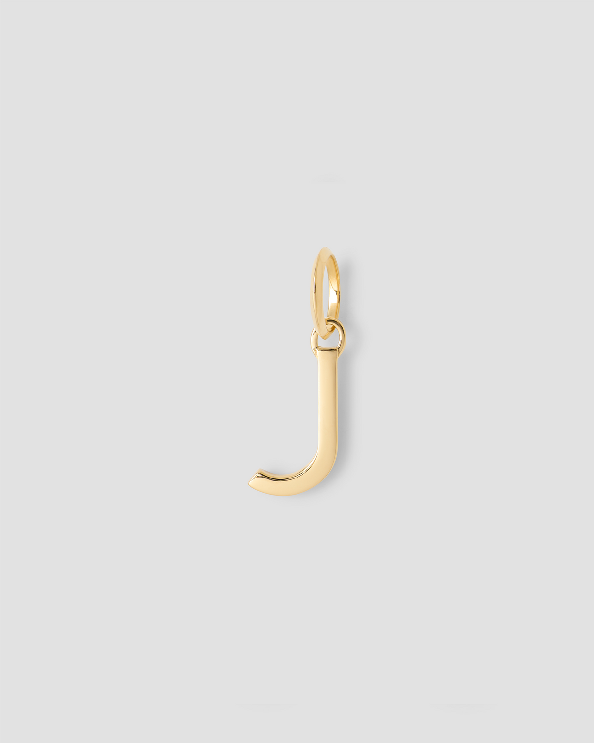 Minimal Block Letter Charm in 14K Yellow gold charm - front view | custom charm necklace