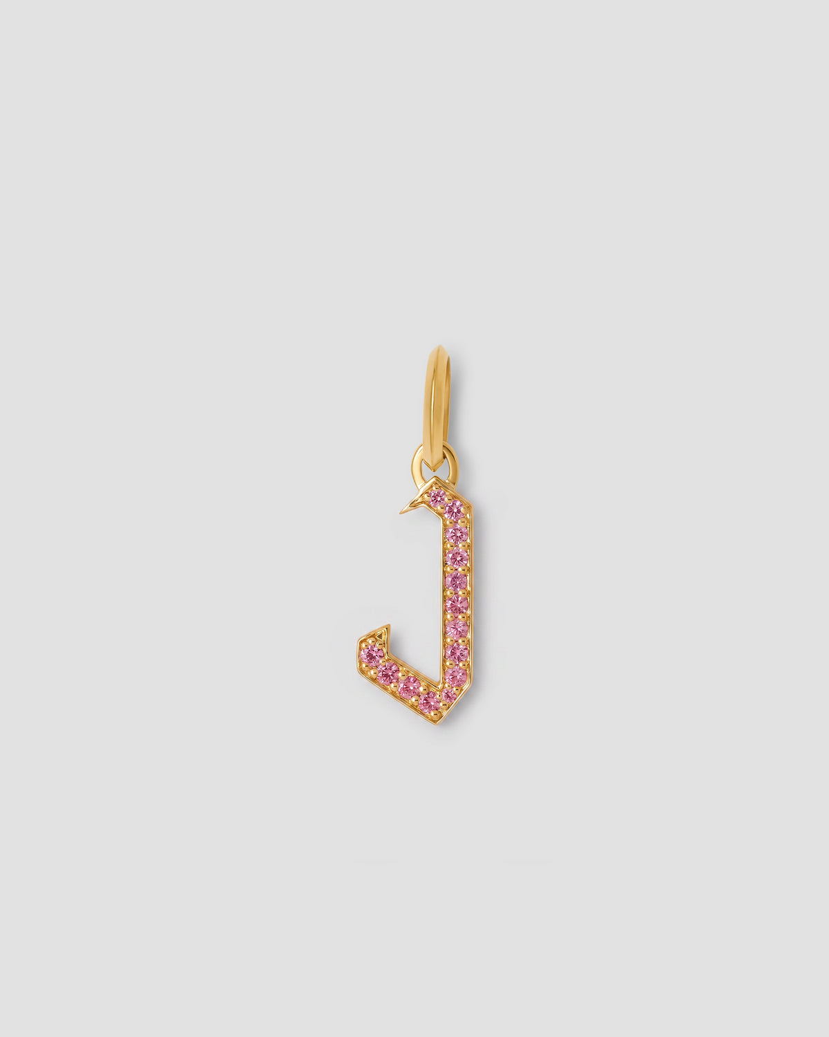 Capital Gothic Letter Charm with Pavé Gemstones