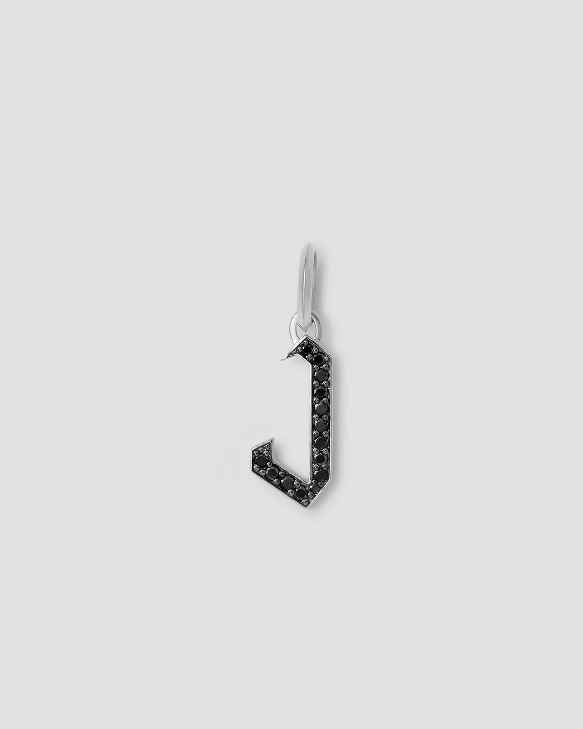 Capital Gothic Letter Charm with Pavé Black Diamonds