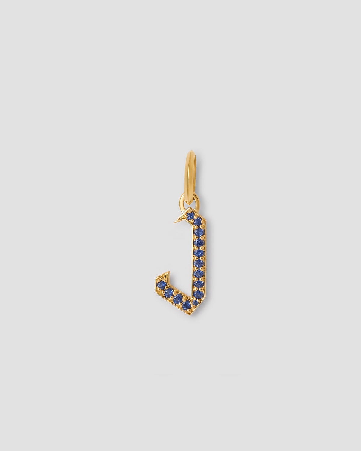 Capital Gothic Letter Charm with Pavé Gemstones