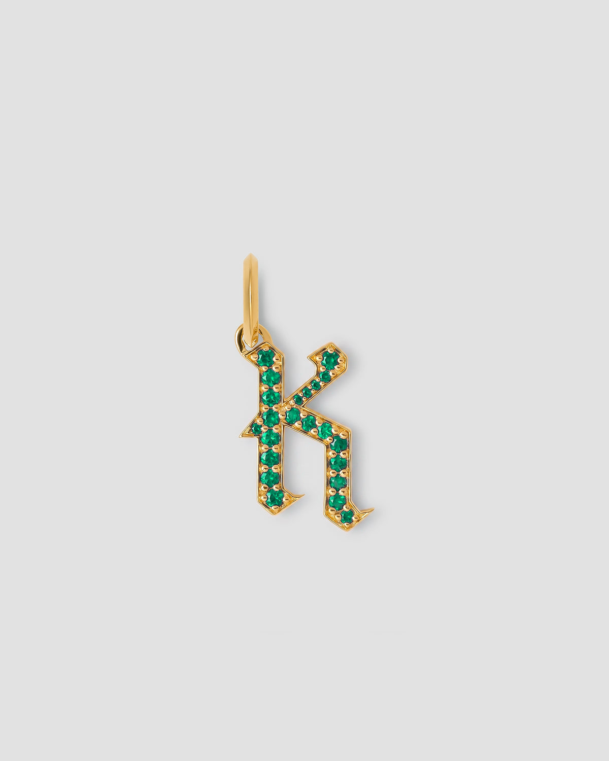 Capital Gothic Letter Charm with Pavé Gemstones