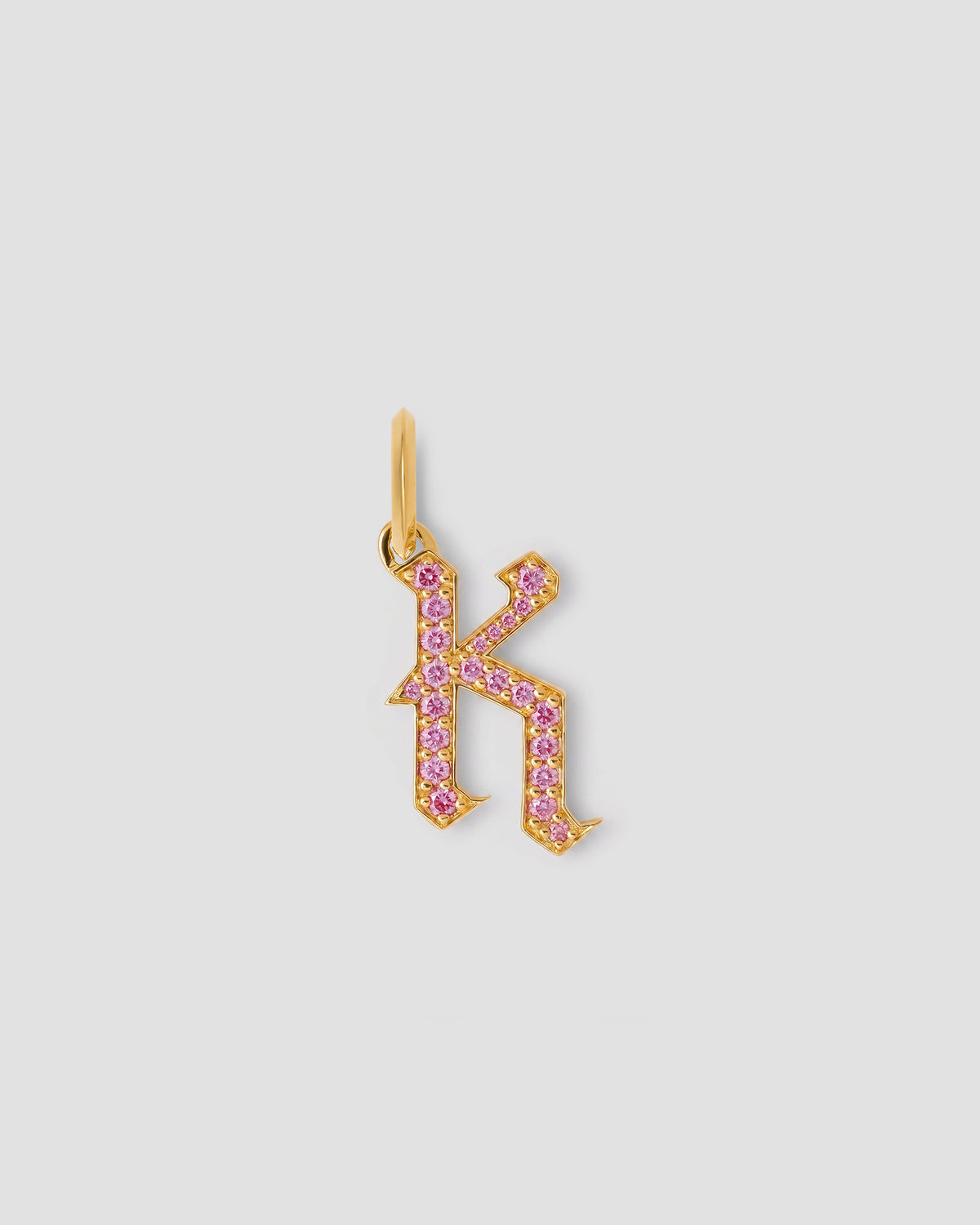 Capital Gothic Letter Charm with Pavé Gemstones