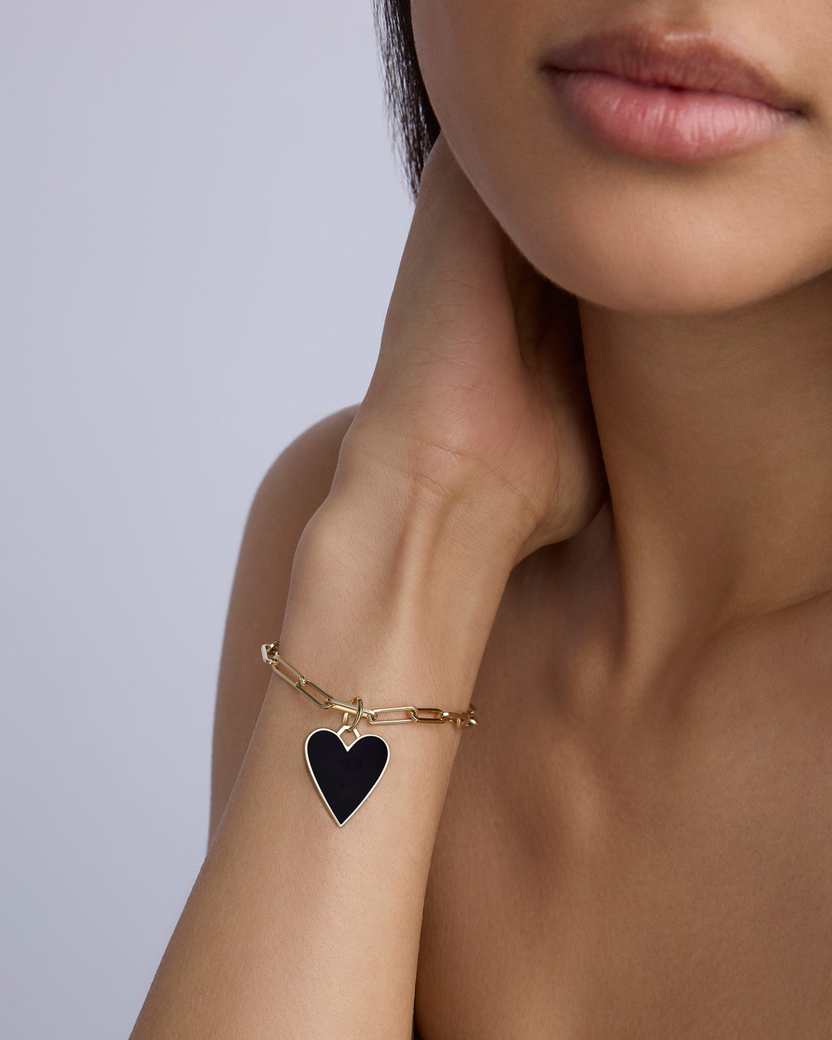 Large Enamel Heart Charm in 18K Yellow Gold