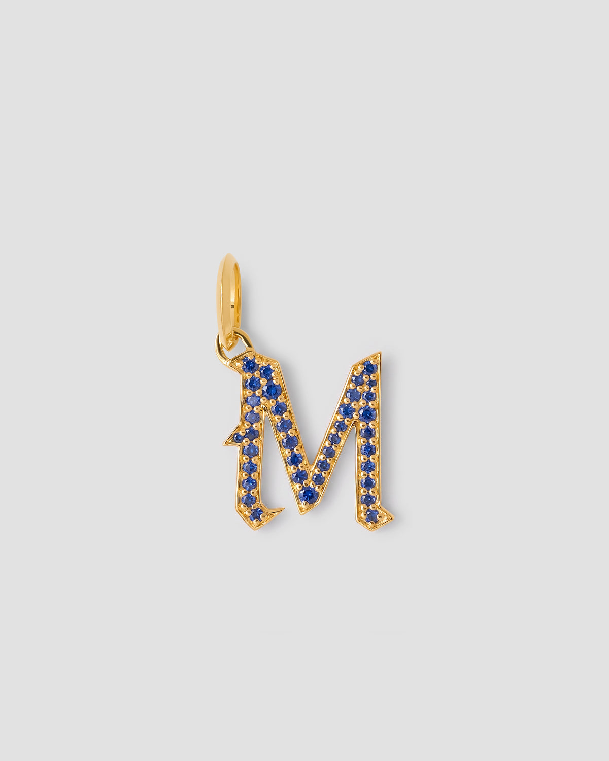Capital Gothic Letter Charm with Pavé Gemstones
