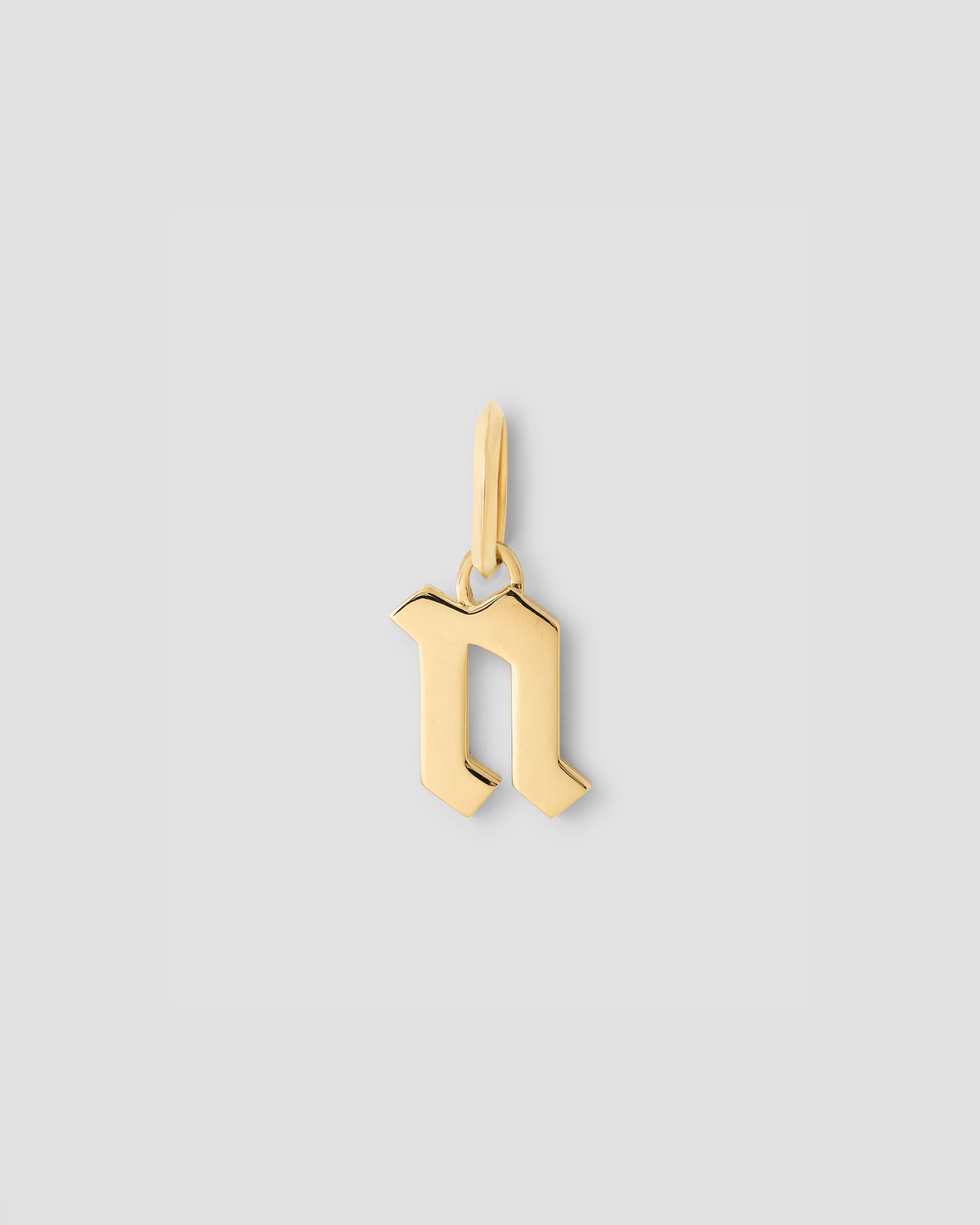 Lower Case Gothic Letter Charm in 14K Yellow Gold 14K gold charm - alternate angle | charm necklaces