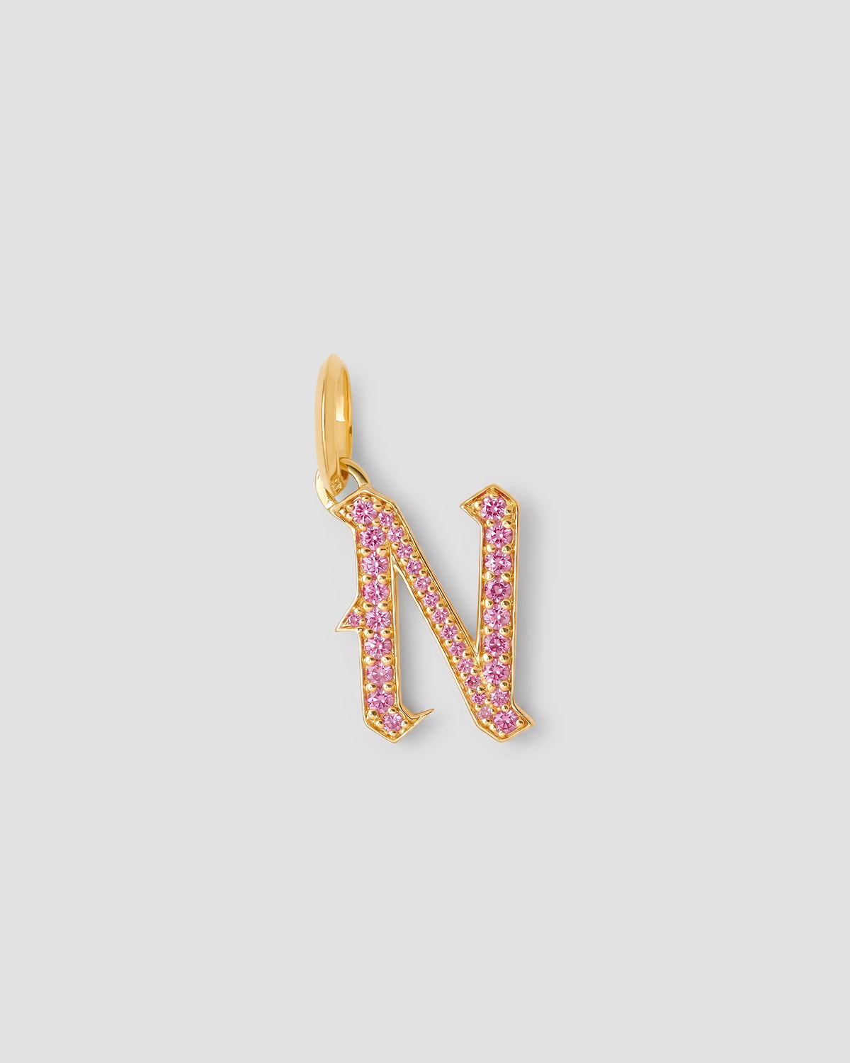 Capital Gothic Letter Charm with Pavé Gemstones