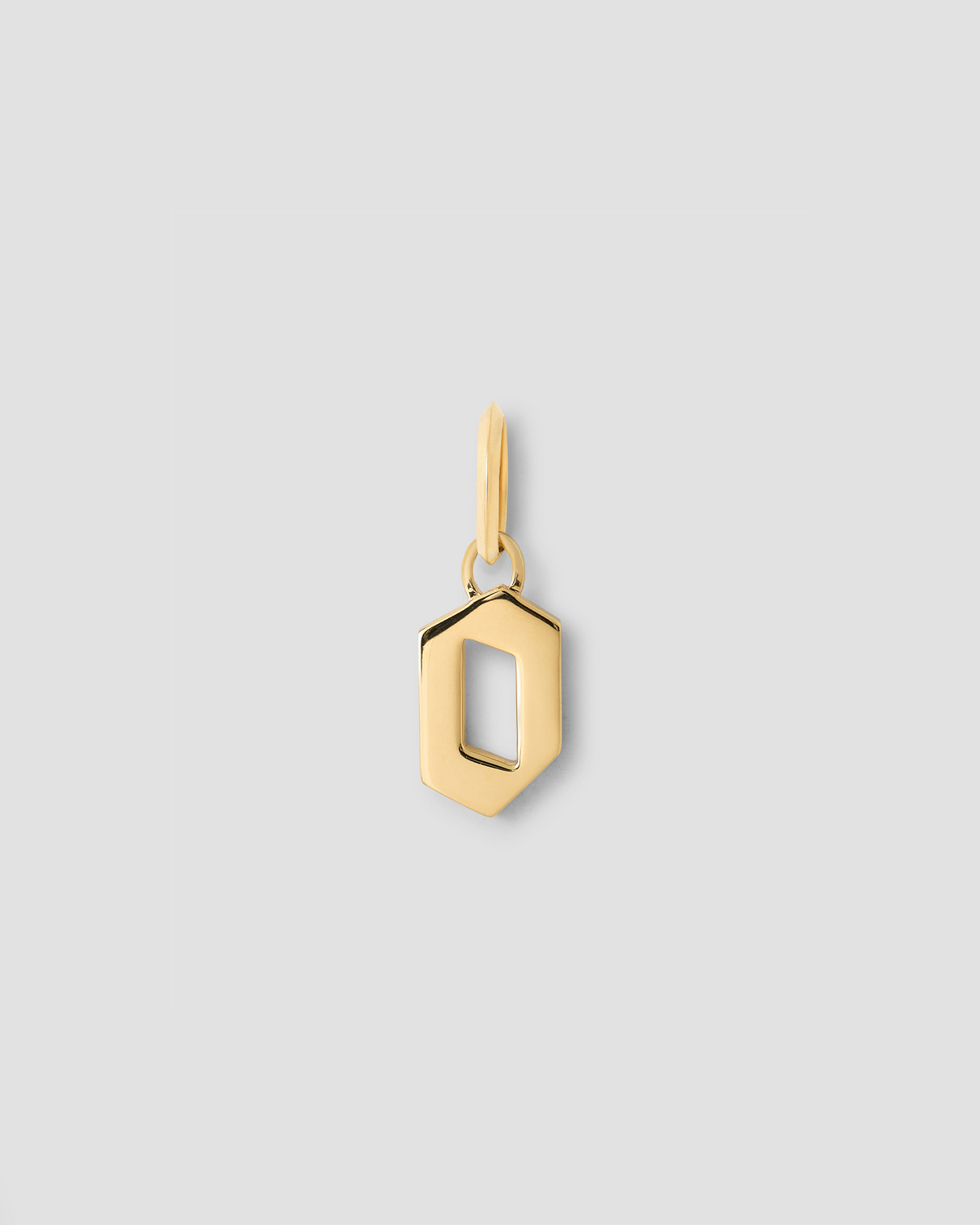 Lower Case Gothic Letter Charm in 14K Yellow Gold 14K gold charm - side view | charm necklaces