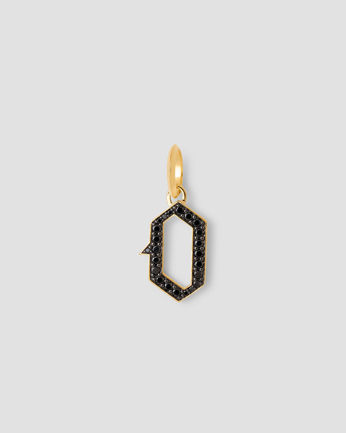 Capital Gothic Letter Charm with Pavé Black Diamonds