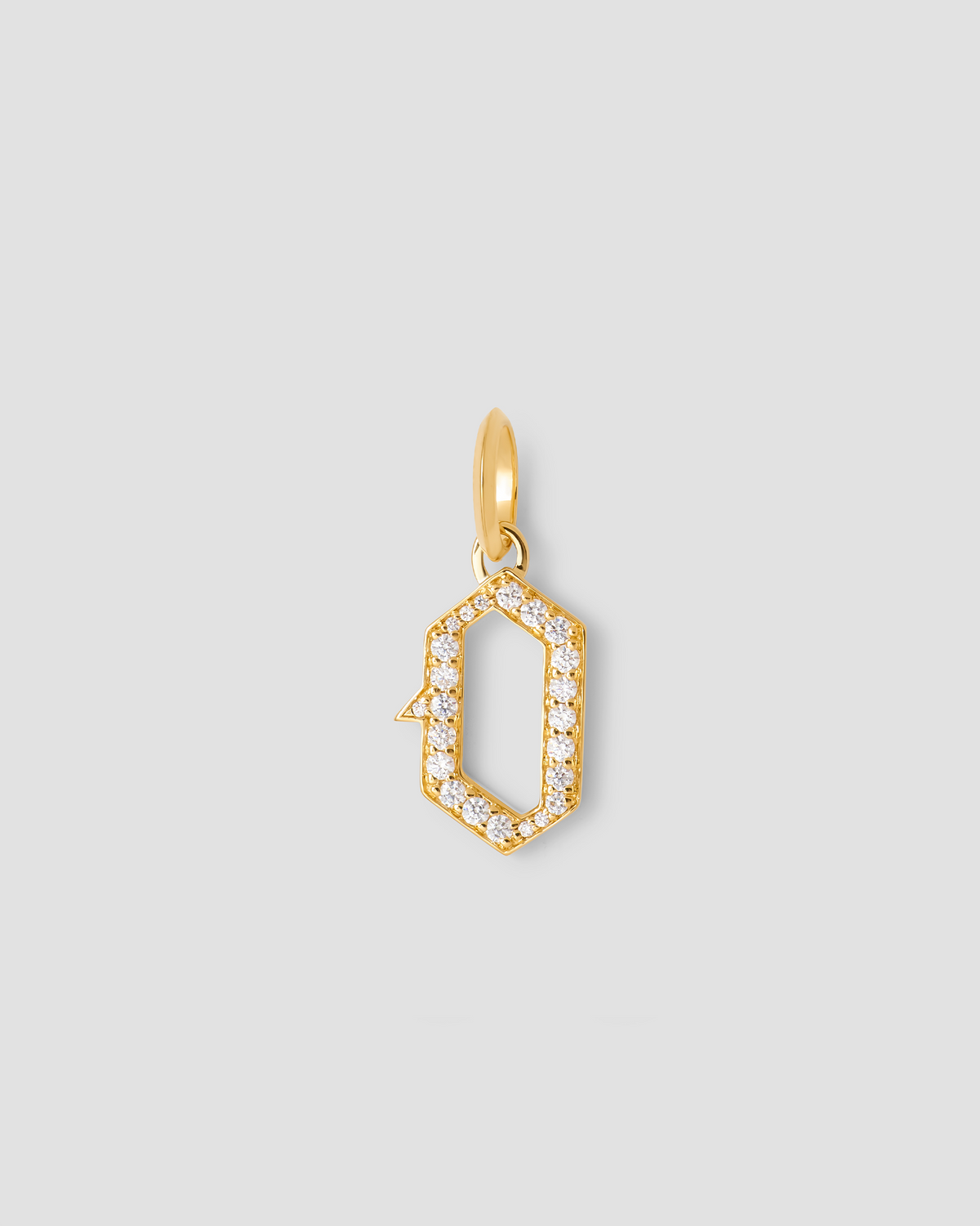 Capital Gothic Letter Charm with Pavé White Diamonds 18K gold charm - close-up detail | necklace with charms